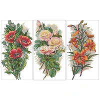 red poppy lily rose flower patterns counted cross stitch 11ct 14ct 18ct diy chinese cross stitch kits embroidery needlework sets
