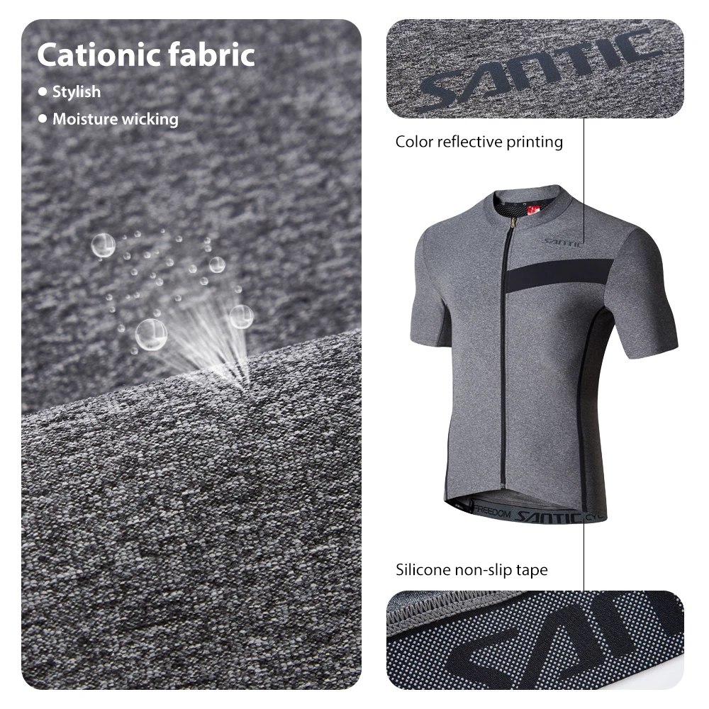 Футболка Santic мужская Светоотражающая Джерси с коротким рукавом и молнией