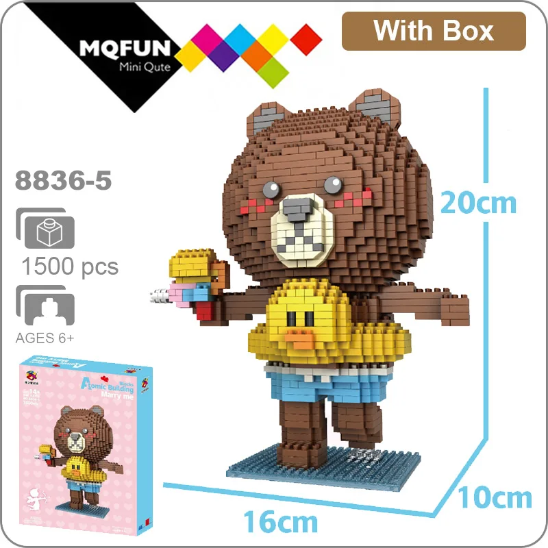 

PZX Merry design diamond block rabbit and bear couples valentines day gift new toy lovely building bricks girls educational toy