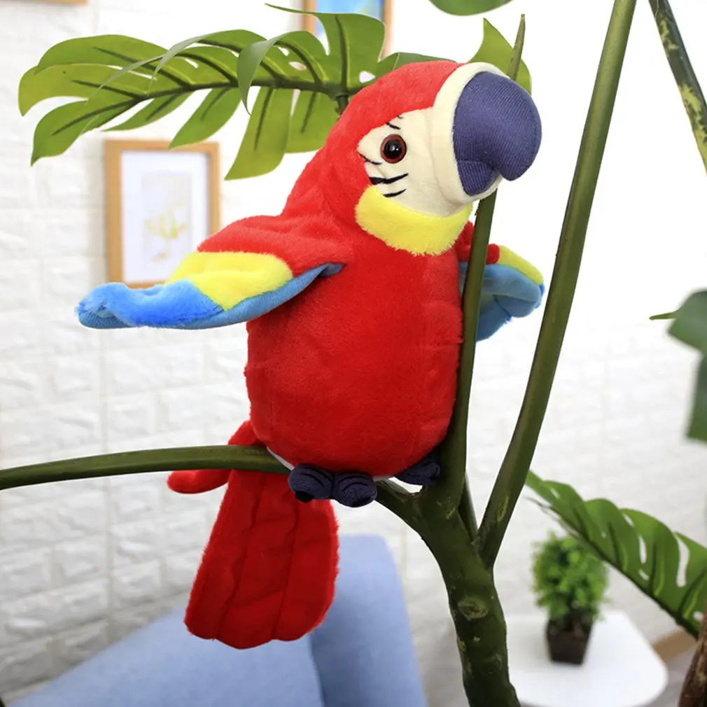

Electric Talking Parrot Plush Toy Cute Talking Record Repeats Waving Wings Plush Bird Toy Kids Gifts