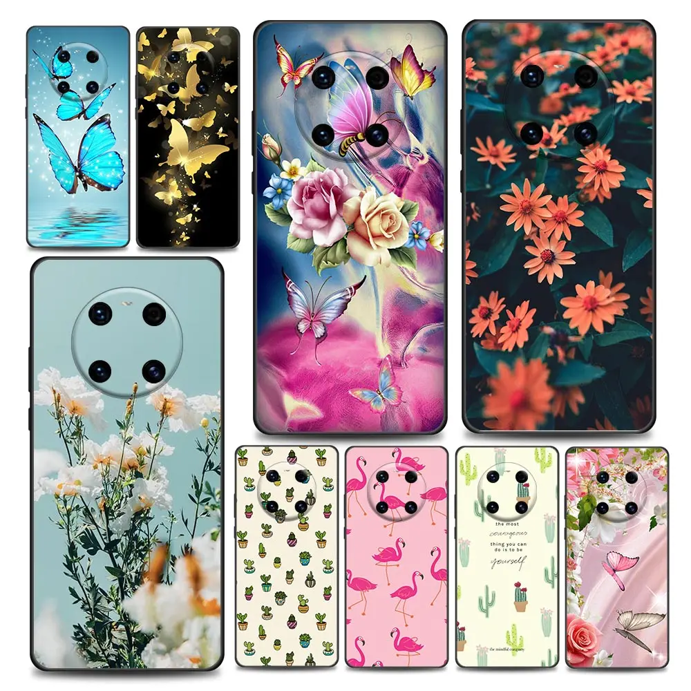 

Flower and Butterfly Phone Case for Huawei Y6 7 9 5p 6p 8s 8p 9a 7a Mate 10 20 40 Lite Pro Plus RS Soft Silicone Cover
