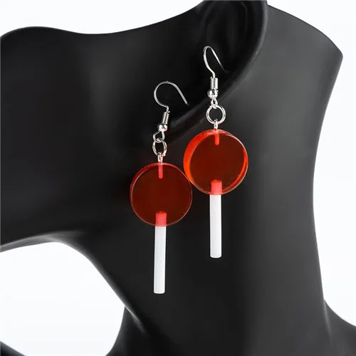 Transparent red 1 пара, женские серьги, полимерные, ремесло, конфеты, леденец, bff, дружба, Висячие серьги для женщин, детей, ювелирные изделия - Окраска металла: Transparent red