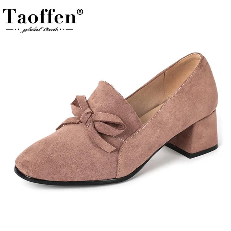 Женские вечерние туфли-лодочки Taoffen однотонные туфли размеров 33-43 с квадратным