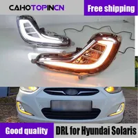 For Hyundai Accent  Solaris 2010 2011 2012  Waterproof 12V LED Car light DRL Daytime Running Lights with Turn Signal style Relay