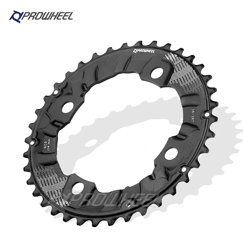 PROWHEEL MTB Bicycle Sprockets 64 /104BCD Double Chainwheel 26T 28T 36T 38T Chainring Mountain Bike crankset Tooth plate Parts