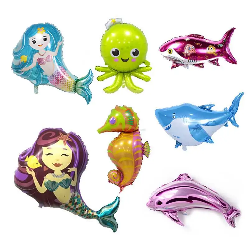 1 шт. большой воздушный шар из алюминиевой фольги в виде русалки акулы юбки