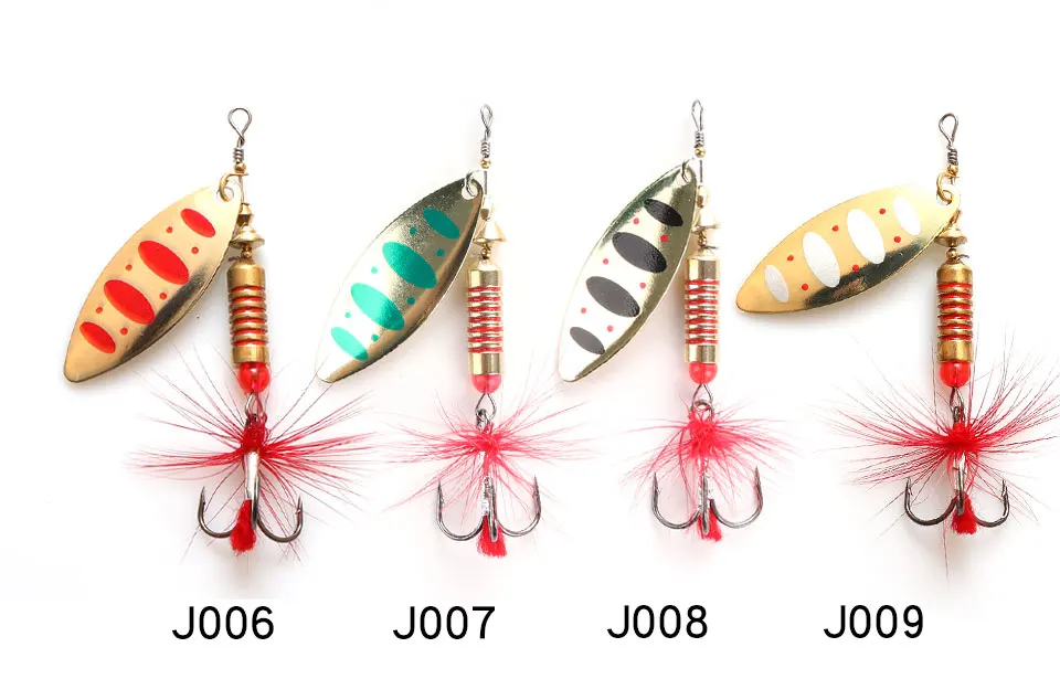 W.P.E New Spinner Lure Hard Bait 1pcs 6.5g/10g/13.5g Spoon Lure Metal Lure Feather Treble Hook Fishing Tackle Bass Fishing Pesca