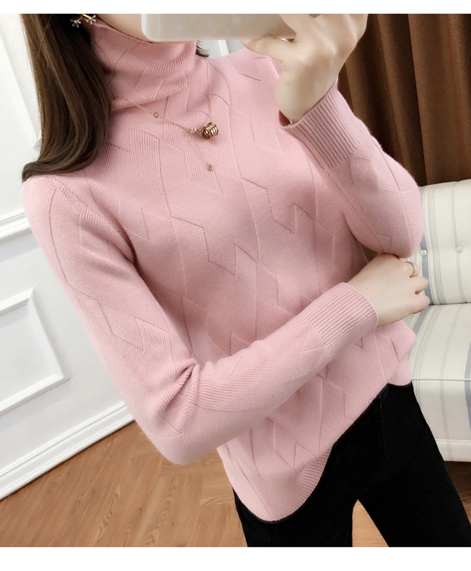 ALKMENE осенний вязаный пуловер в форме мата с высоким воротником, теплый кашемировый свитер с длинным рукавом, тонкий модный короткий свитер для женщин