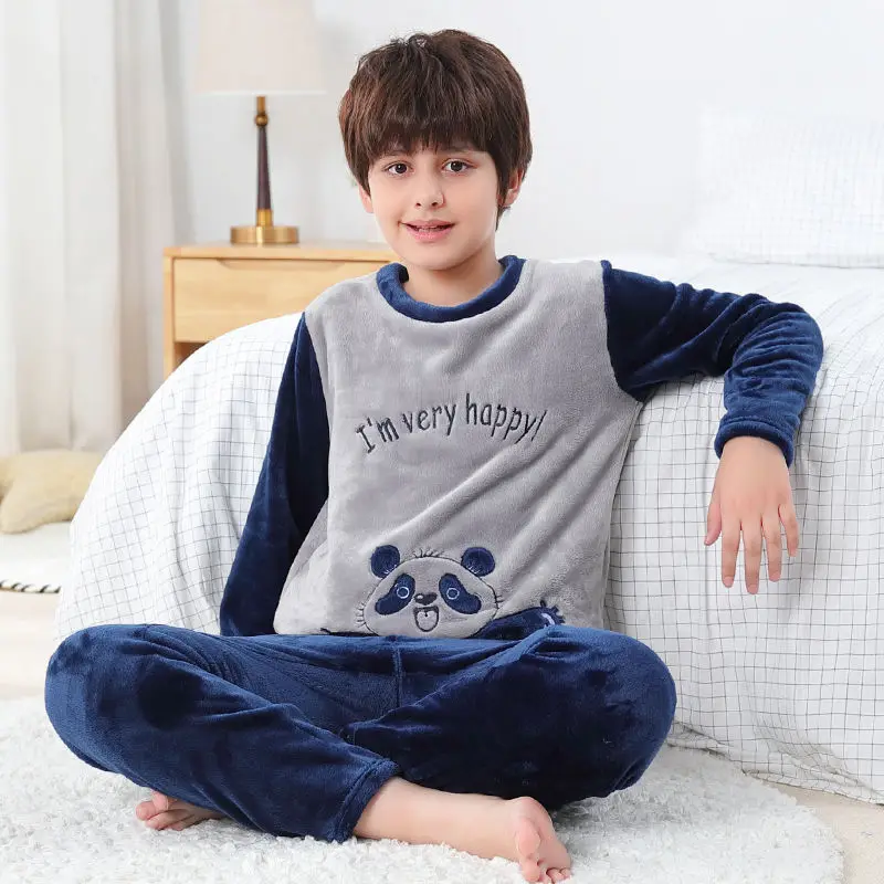 

Teenages Clothes Pajamas Sets Girls Pajamas Children Warm Flannel Fleece Cartoon Kids Sleepwear Winter Boys Home Suit Nightwear