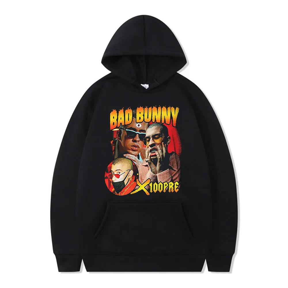 

Толстовки с капюшоном Bad Bunny, свитшоты для мужчин и женщин, уличная одежда, повседневные худи, осенне-зимние спортивные костюмы в стиле Харад...