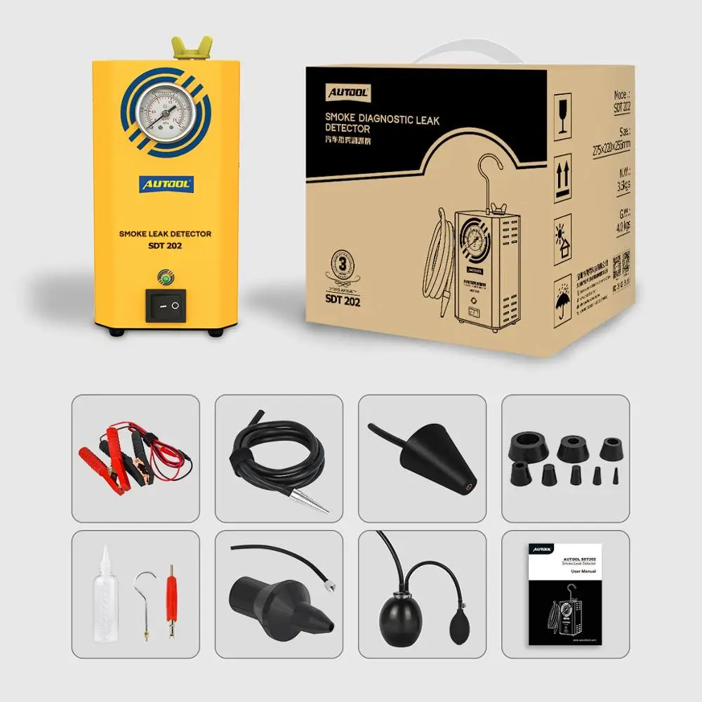 

AUTOOL SDT202 Universal Car Smoke Leak Detector Evap Vacuum Smoke Diagnostic Tester Leak Locator Gas Analyzers For Automotive