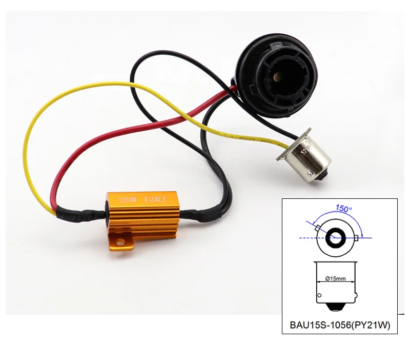 AMYWNTER 1156 BA15S BAU15S P21W 1056 PY21W автомобильный декодер компенсатора светодиодный нагрузочный резистор Автомобильная сирена, легкая в установке, 12В 25W Canbus не мерцает декодер