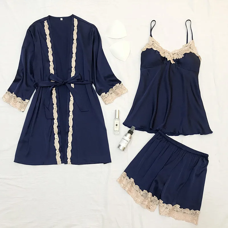 Пижама женская шифоновая на бретельках весна лето 2019 четыре комплекта из