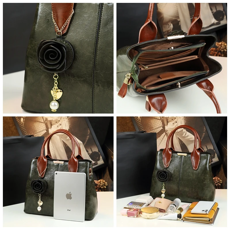 

ICEV new simple high quality solid zipper split leather women's handbags famous brand ladies office work clutch top handle bags