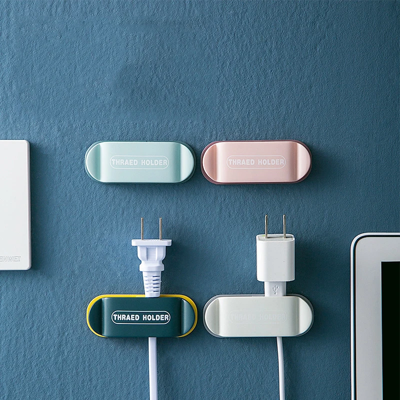 

Creative Household Plug Holder Hook Strong Paste Hook Wire Retainer Wire Storage Free Punch Sticky Hook Cable Organizer