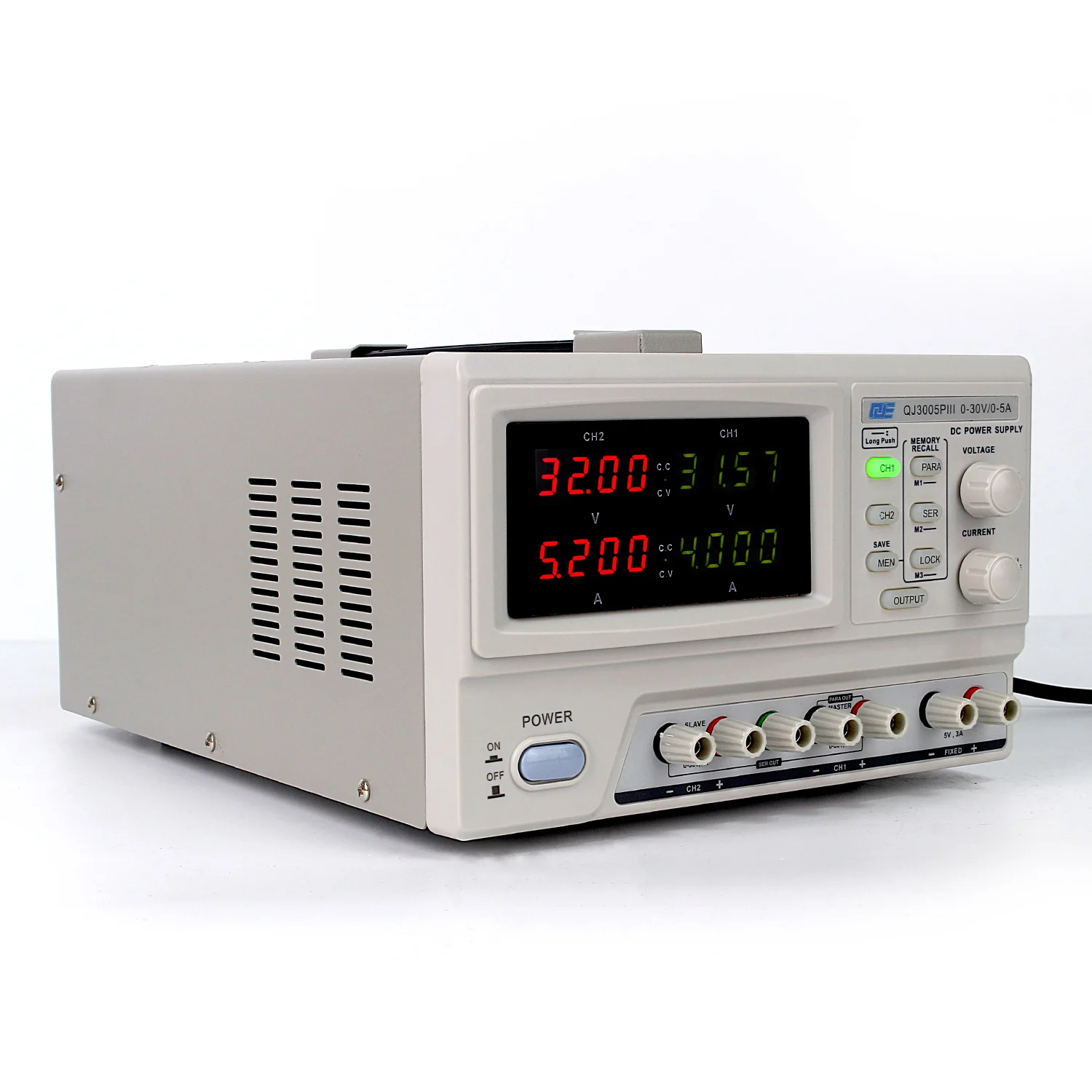 

DC Powersupply 30V5A 3 Channel High Precision Adjustable Digital Programmable Linear LAB Powersupply QJ3005PIII