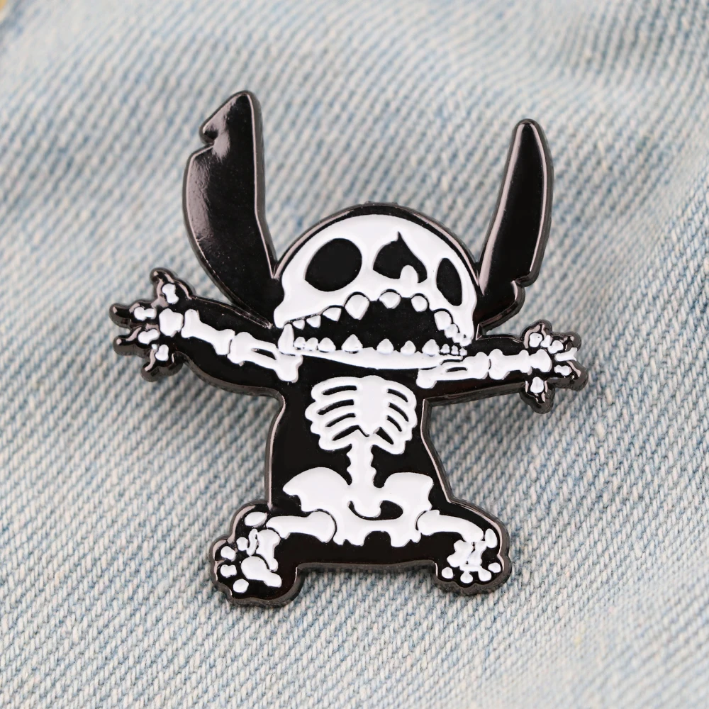 Ститч инопланетянин жесткая эмалированная заколка аниме заколки на лацкан