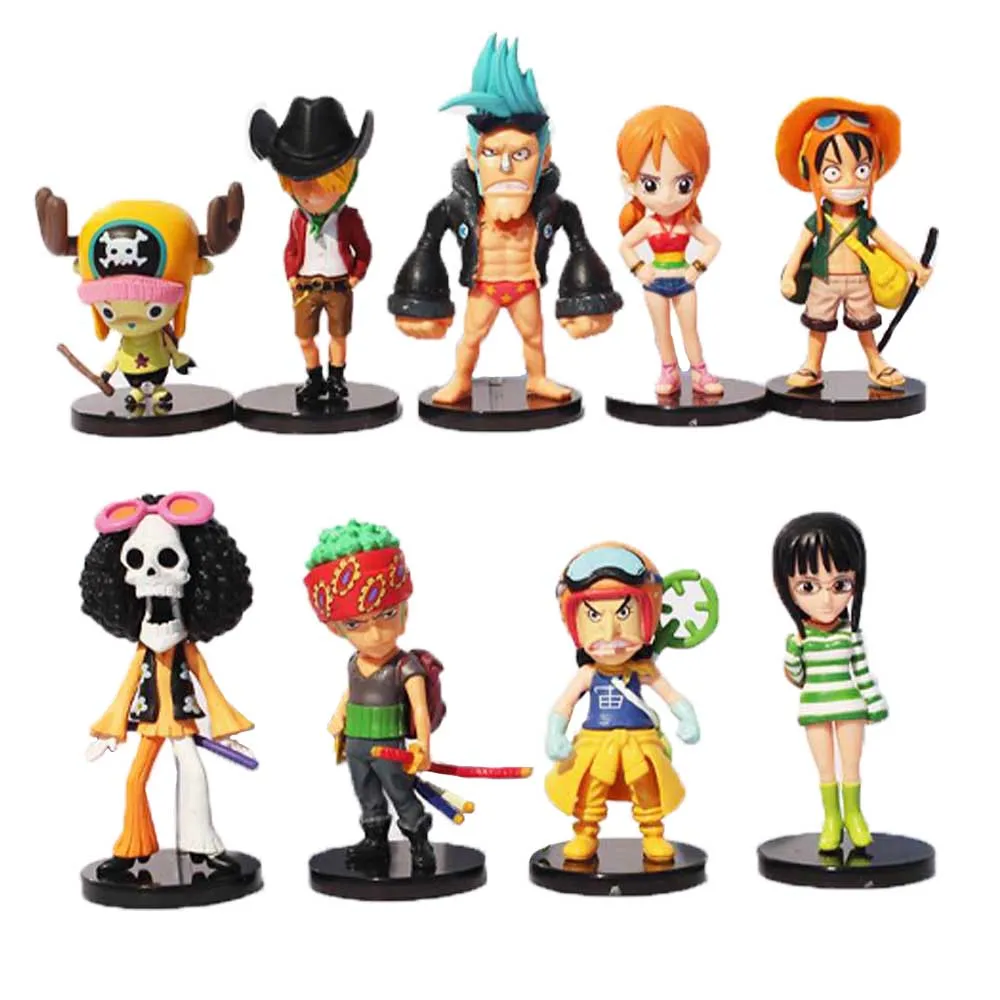 9 шт./лот аниме OP Mini Luffy Nami Robin Zoro Sanji Usopp Chopper Brook Franky Фигурки игрушки | Игрушки и хобби