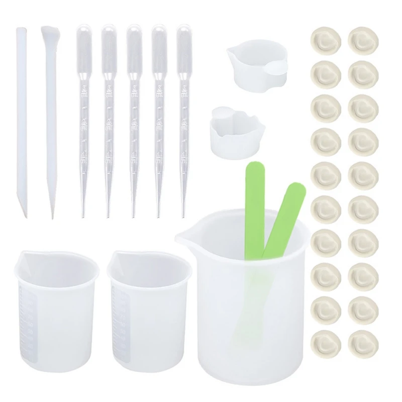 

34Pcs Resin Molds Mixing Stirrer Set Measuring Cups Stir Sticks Pipettes for DIY Craft Silicone Molds Dispensing Tools