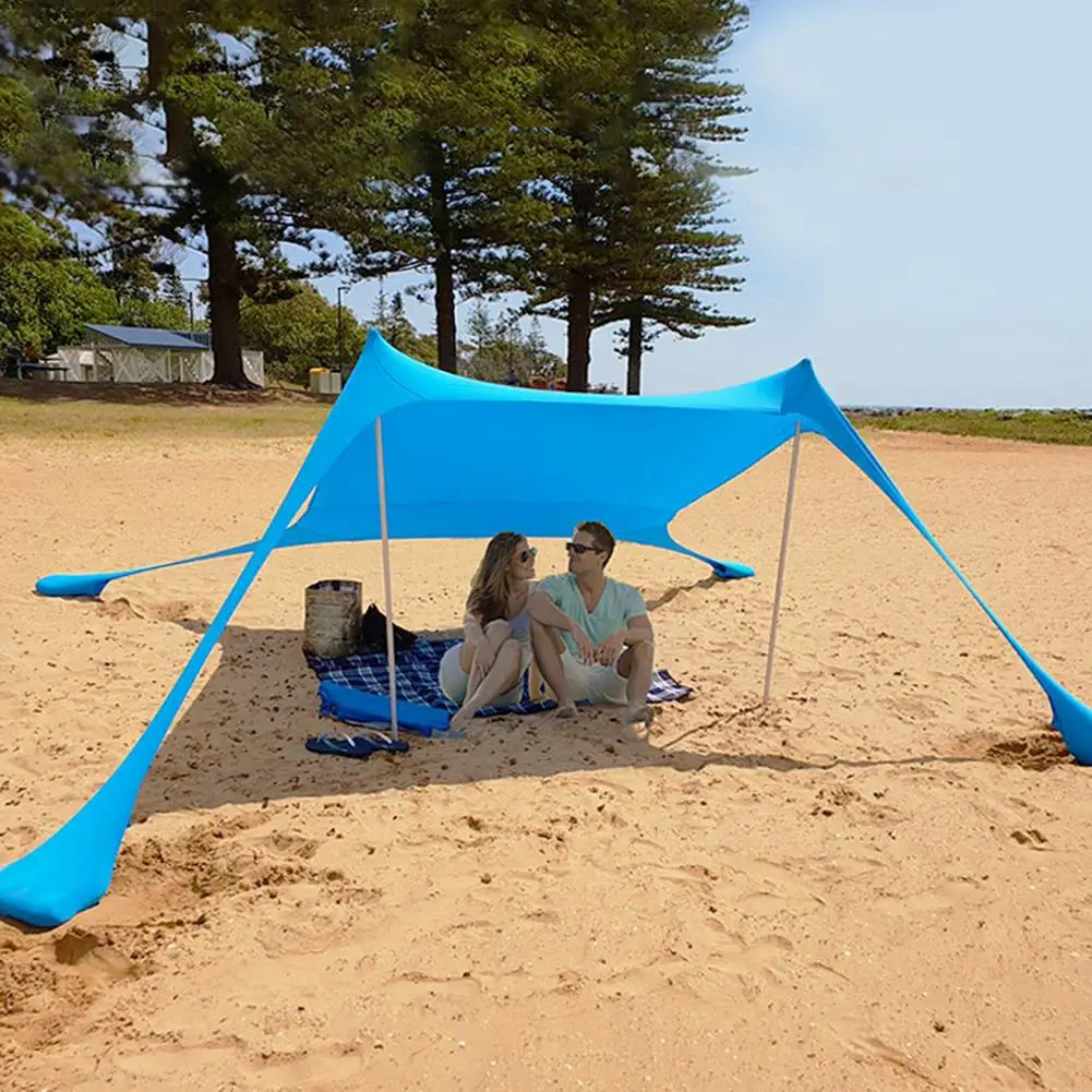

Family Beach Sunshade Lightweight Sun Shade Tent With Sandbag Anchors 4 Free Pegs UPF50+ UV Large Portable Canopy Drop shipping
