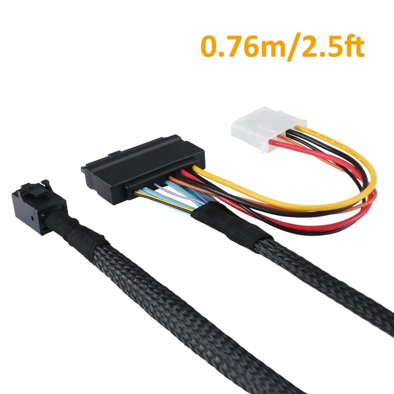 Mini SAS HD кабель внутренний SFF 8643 к U.2 8639 с 4-контактным разъемом питания SATA для
