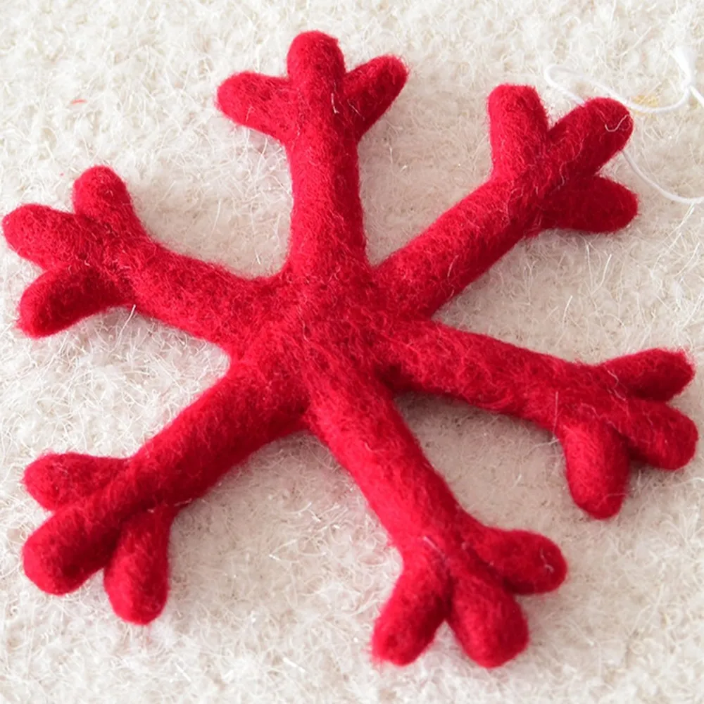 Рождественские шерстяные войлочные подвесные украшения Снежинка в форме