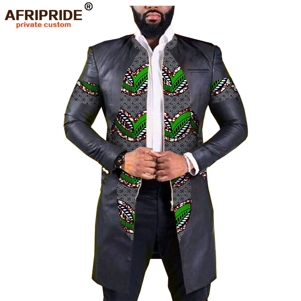 AFRIPEIDE африканская Весенняя мужская куртка с длинным рукавом на молнии Повседневная куртка плюс размер из чистого хлопка и искусственного меха в стиле пэчворк A1914002 - Цвет: 541