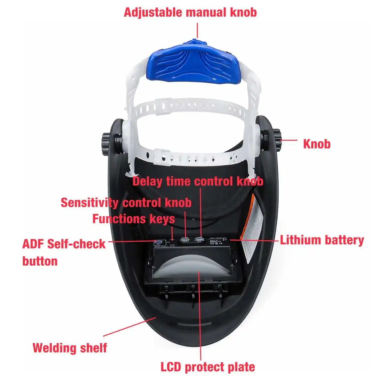 

Solar Powered Auto Darkening Welding Helmet Adjustable Shade Range DIN 9-13/Rest DIN 4 Large View Area Arc Tig Mig Welder Mask