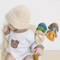 new kids knitted cap solid color casual beanies hat for boy girl 6 months baby korean version caps children woolen hats 1 3 year