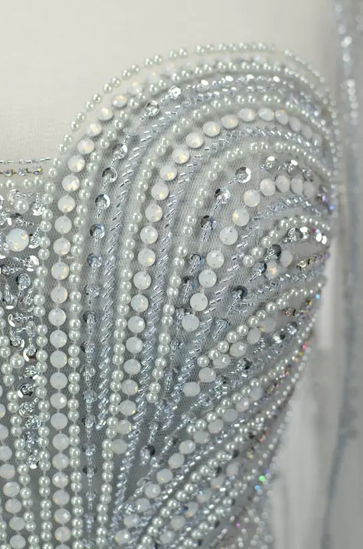 Вечерние платья с юбкой-годе Дубай золотистые блестки Украшенные бусинами для