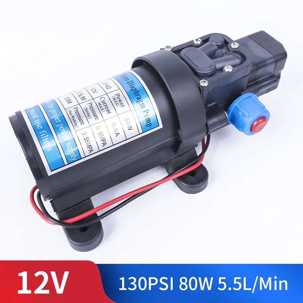 pressure switch type DC 12 В 80 Вт 130PSI 5.5L/мин Электрический водяной насос высокого давления мембранный Водяной насос автоматический переключатель для сада - Напряжение: pressure switch type