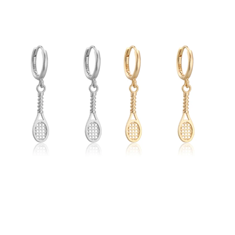 

New Fashion Tennis Racket Pendants Drop Earring Piercing Circle Round Hoops Earrings for Womens Jewelry Pendiente Gift