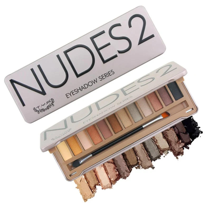 Палетка теней для век 12 оттенков Nude Smoky Balm с глиттерными пигментами матовые брови косметика для макияжа с кистью.