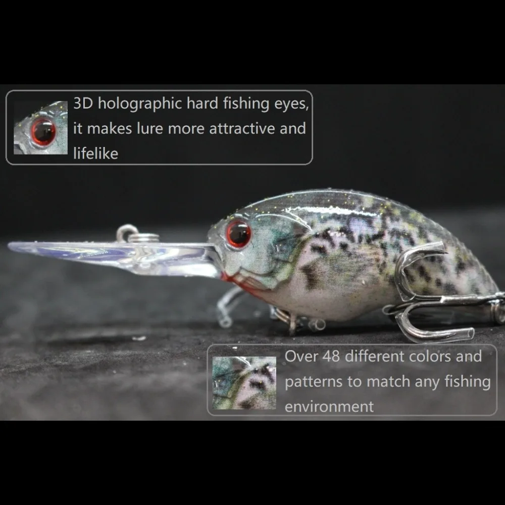 wLure 11g 8.5cm Deep Water Real Skin Painting Tight Floating Crankbait Cutting Blade Treble Hooks Fishing Lures HC733