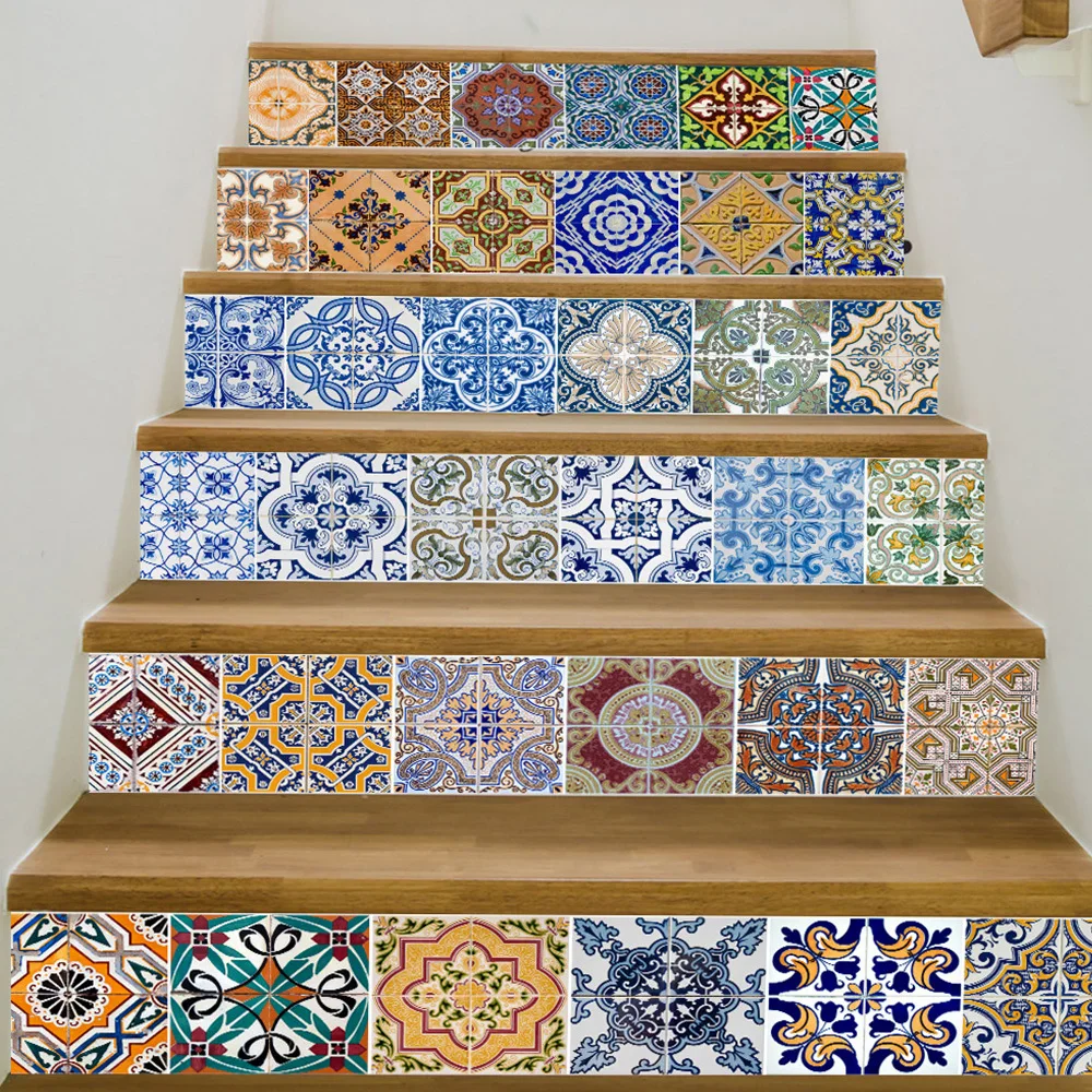 Самоклеящаяся наклейка 3D в стиле Марокко 6 шт. керамическая плитка &quotЛестница&quot