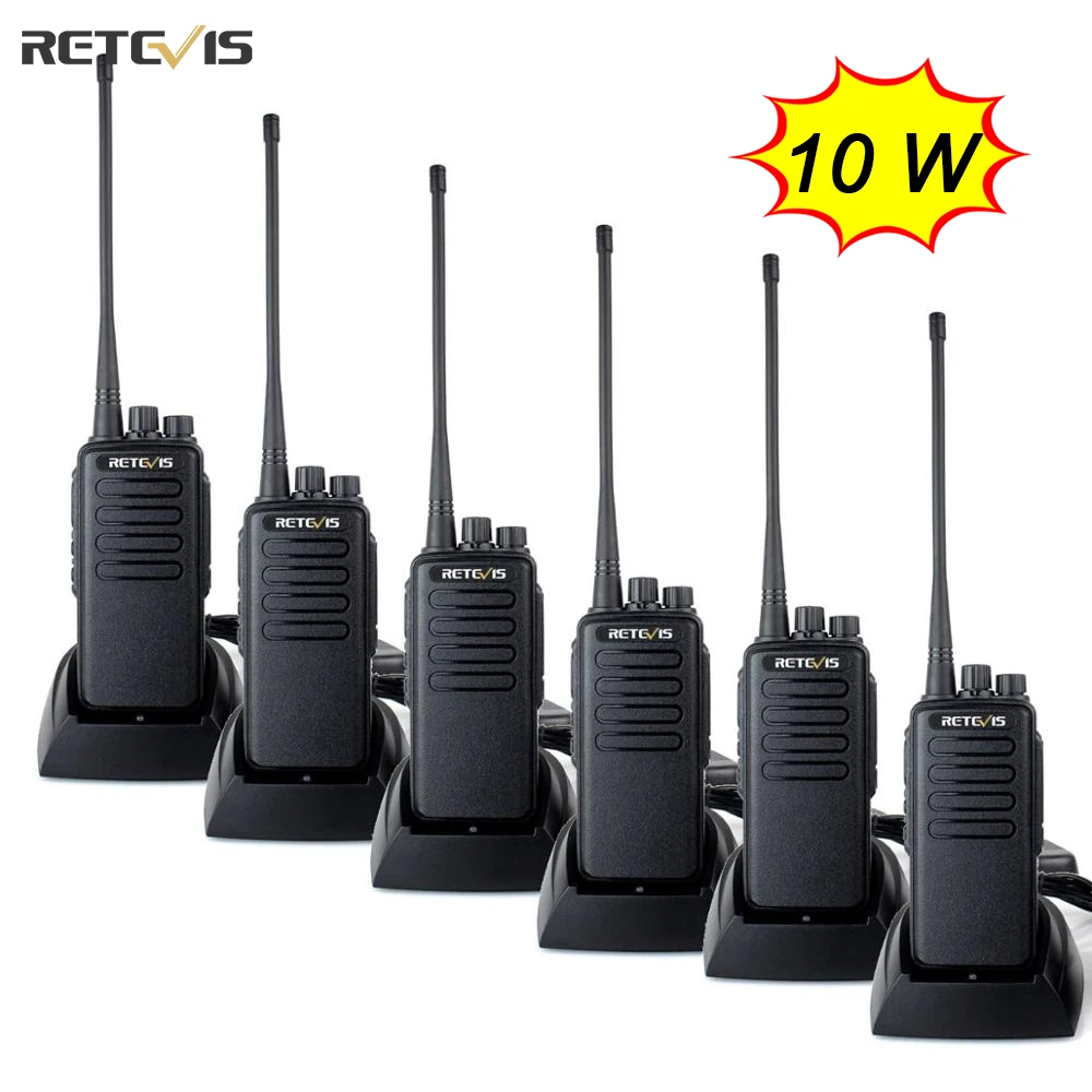 

High Power Walkie Talkie 6pcs Retevis RT1 VHF (or UHF) 3000mAh Two Way Radio Long Range Walkie-Talkie For Factory Warehouse Farm