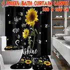 Новинка, Стильная дизайнерская занавеска для душа и ковер, Подсолнух, занавеска для ванной комнаты, коврик для ванной, набор ковров для украшения туалета