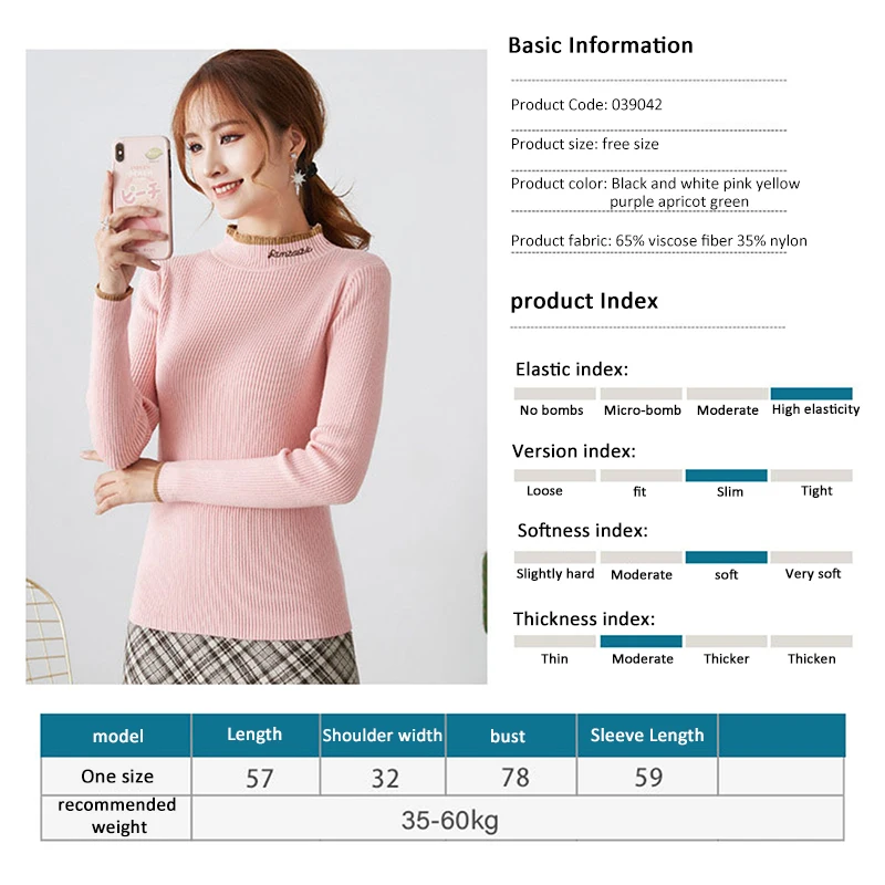 

2020 Half Turtleneck Sweater Autumn and Winter knitwear Slim Top Letter Embroidery Long Sleeve Extra Heavy Pullover