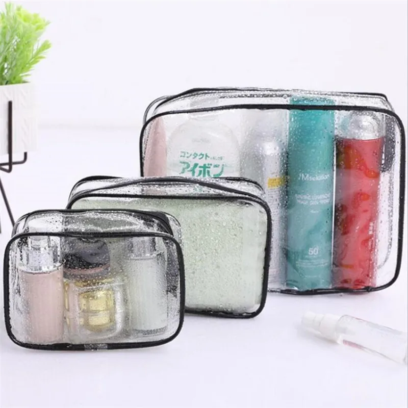 

3PCS PVC Travel Transparent Cases Clothes Toiletries Storage Bag Box Luggage Towel Suitcase Pouch Zip Bra Cosmetics Organizer