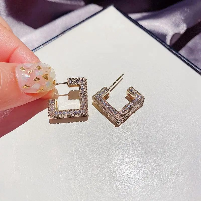 

SIPENGJEL Fashion Hip Hop Square Earrings Punk Geometric personality Creativity Stud Earrings For Women 2021 Trend Jewelry