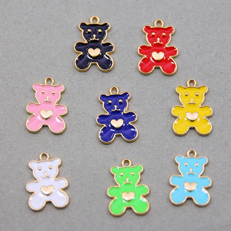 6pcs Color Alloy Enamel Butterfly Bear Charm Pendant For Necklace Bracelet Jewelry Making DIY Earring Findings | Украшения и