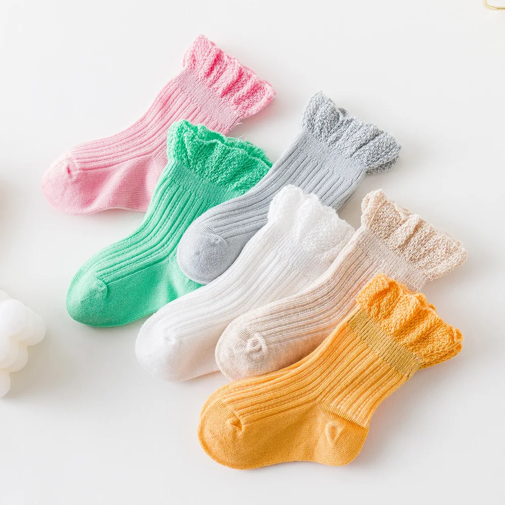 

Носки для малышей; Кружевные свободные носки в виде листьев лотоса; Носки для новорожденных девочек; Детские носки из чесаного хлопка без косточек