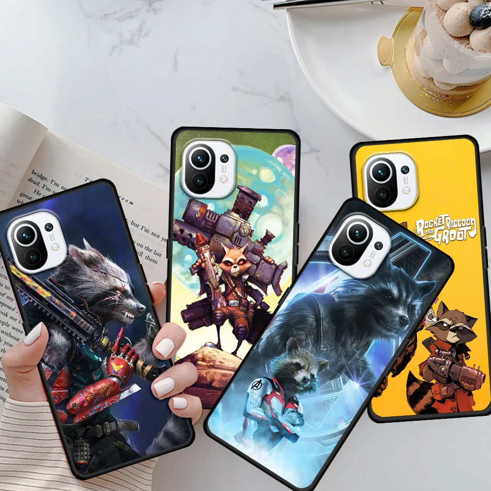 

Marvel Rocket Raccoon Avengers For Xiaomi Mi 11T 10T 11 10 Ultra Lite Note10 9 9T SE 8 Pro A3 5G Silicone Black Phone Case