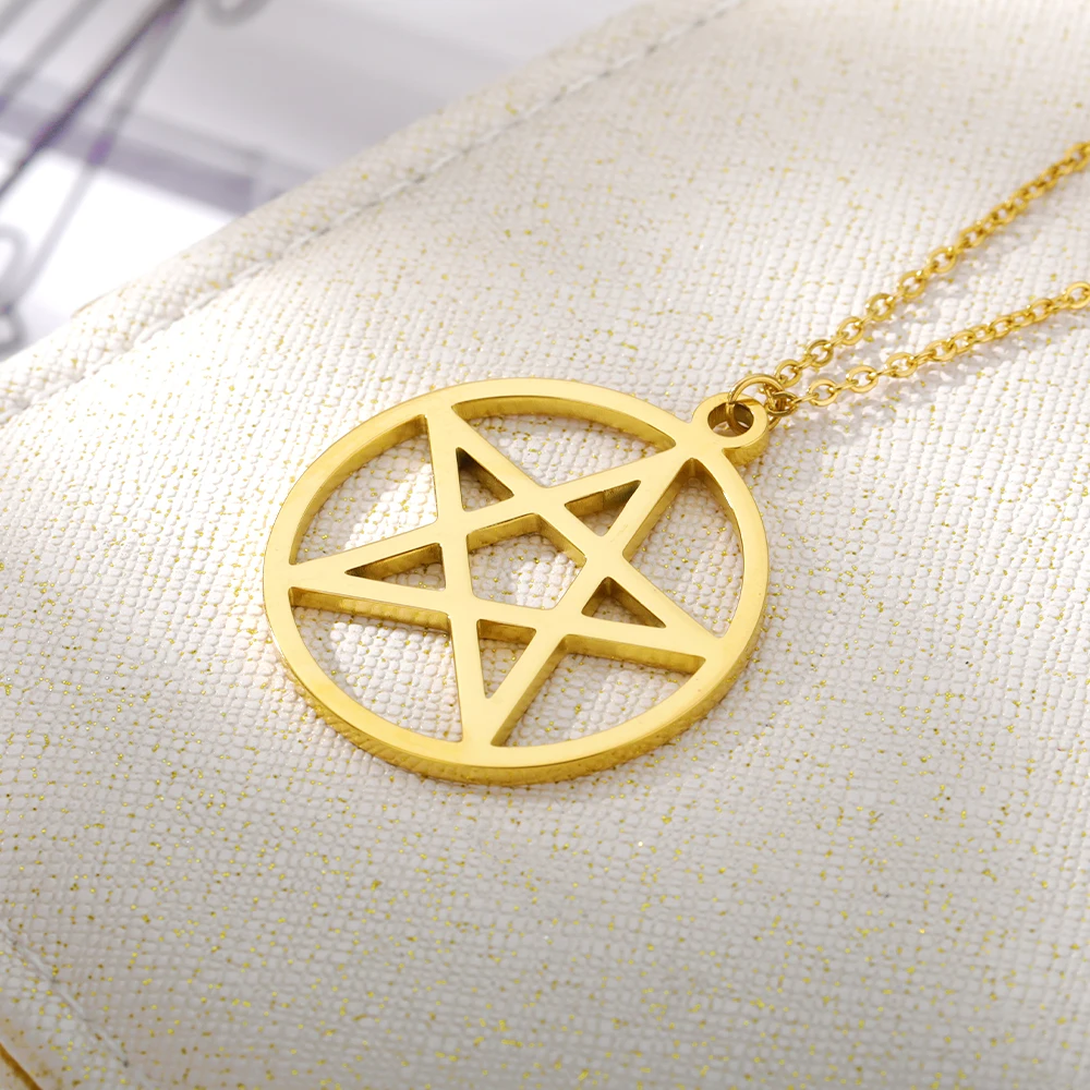 Ожерелья с пятиконечной звездой для женщин и девушек ожерелье из нержавеющей