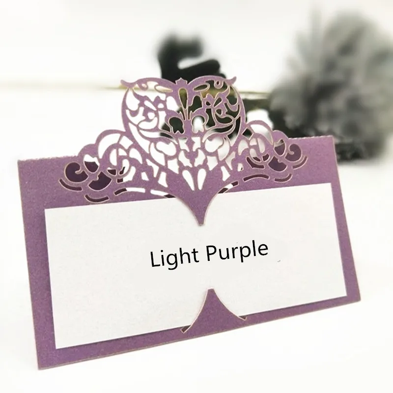 light purple 100/50 шт в наборе, лазерная резка сердце именная табличка посадочные карточки украшение для сидения за столом одежда для свадьбы, дня рождения Украшение стола номера для сидения 8Z - Цвет: light purple
