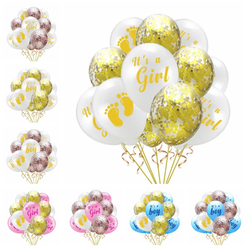 

Baby Shower Gender Reveal Latex Balloon Gold Rose Gold Blue Pink Sequin Balloons Set Boy Girl Birthday Party Supply Decoration