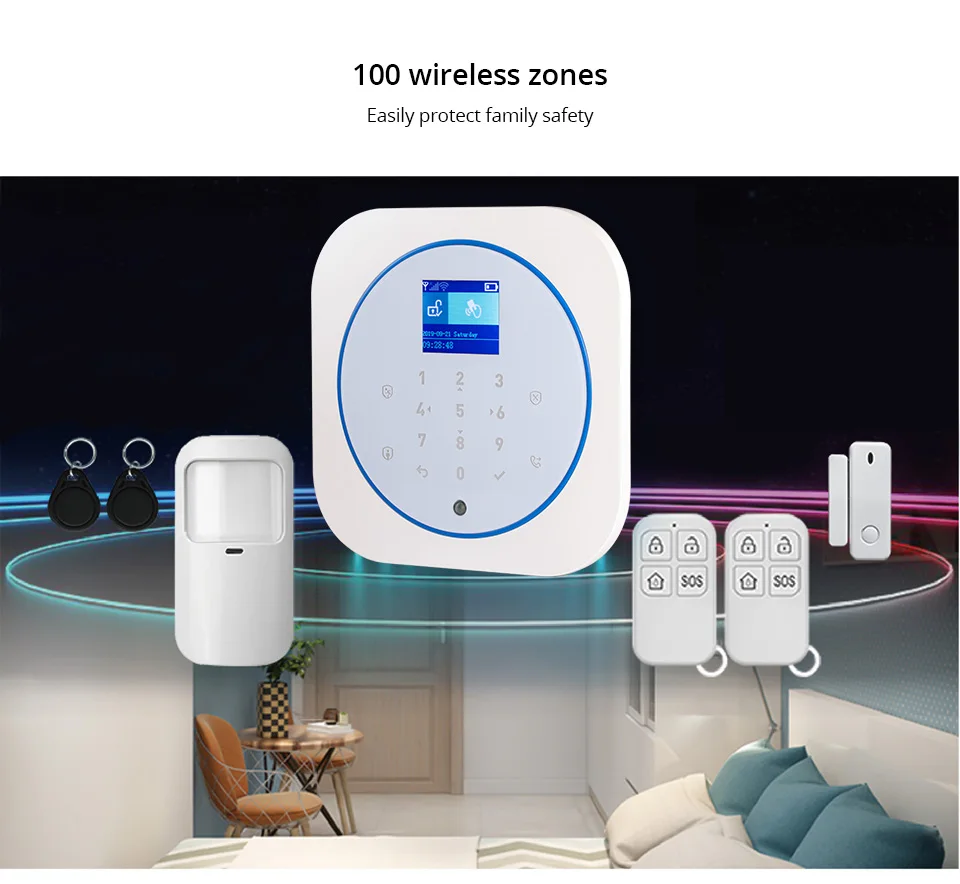 Золотая безопасность WiFi GSM Беспроводная умная домашняя система охранной сигнализации Tuya APP контроль Противоугонная сигнализация