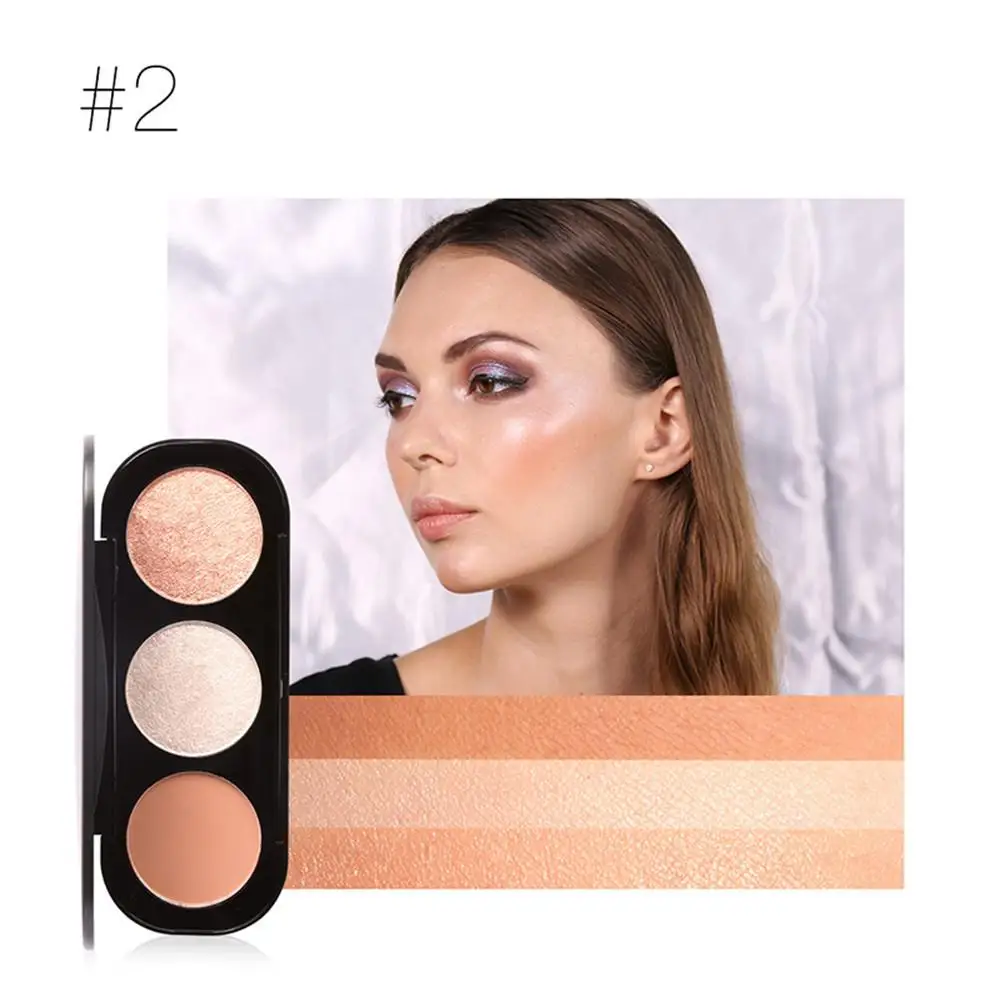 

3-color High Quality Professional Makeup Blusher Highlighter Powder Eyeshadow Shimmer Palette Brighten Complexion Contour Face