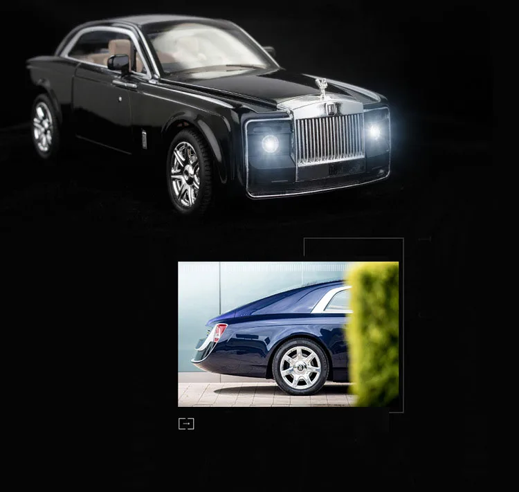 Литая под давлением модель автомобиля Huiying Phantom 1:24 из металлического сплава Высокая симуляция машинки огни игрушки для мальчиков транспортные средства Подарки для детей