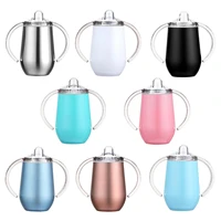 10oz baby sippy cup with handle double layer 304 stainless steel bpa free safe vacuum 10oz insulated mug milk sippy cup for kids